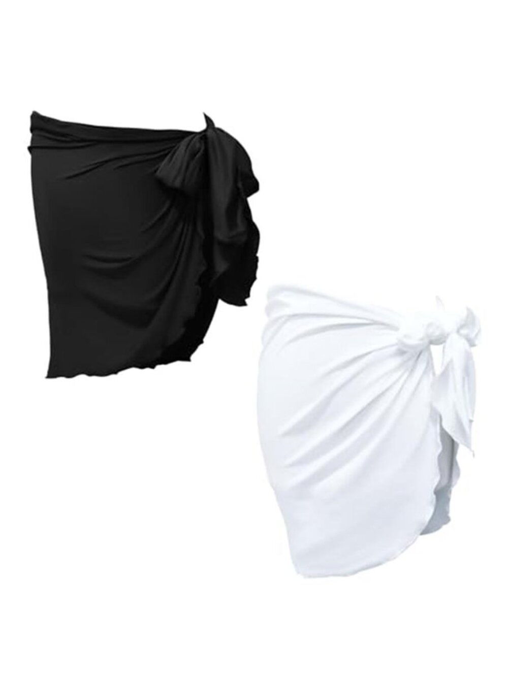 2Pcs Beach Sarong Cover Up, Chiffon Bathing Suit Cover Up, Summer Short Sheer